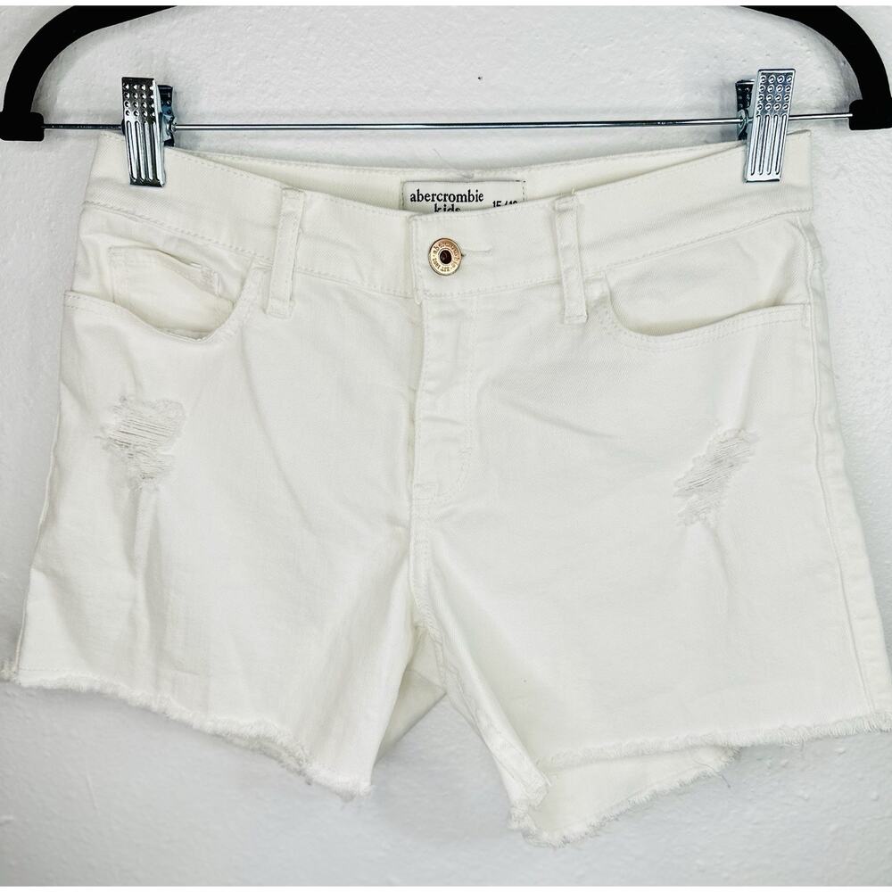 Abercrombie Kids White Midi Short Jorts Distressed 15/16 Summer